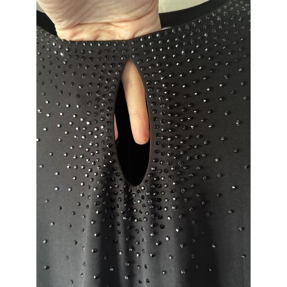 Calvin Klein Women’s Size 4 Black Beaded Evening Dress 3/4 Sleeve Keyhole Glam - Picture 3 of 8